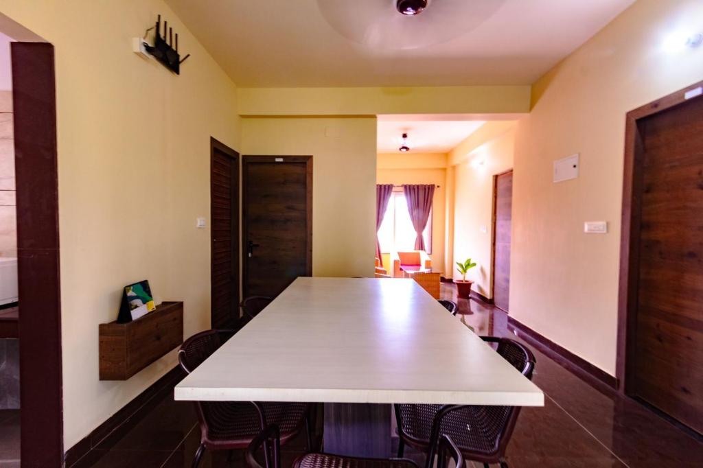Modern dining and workspace area
